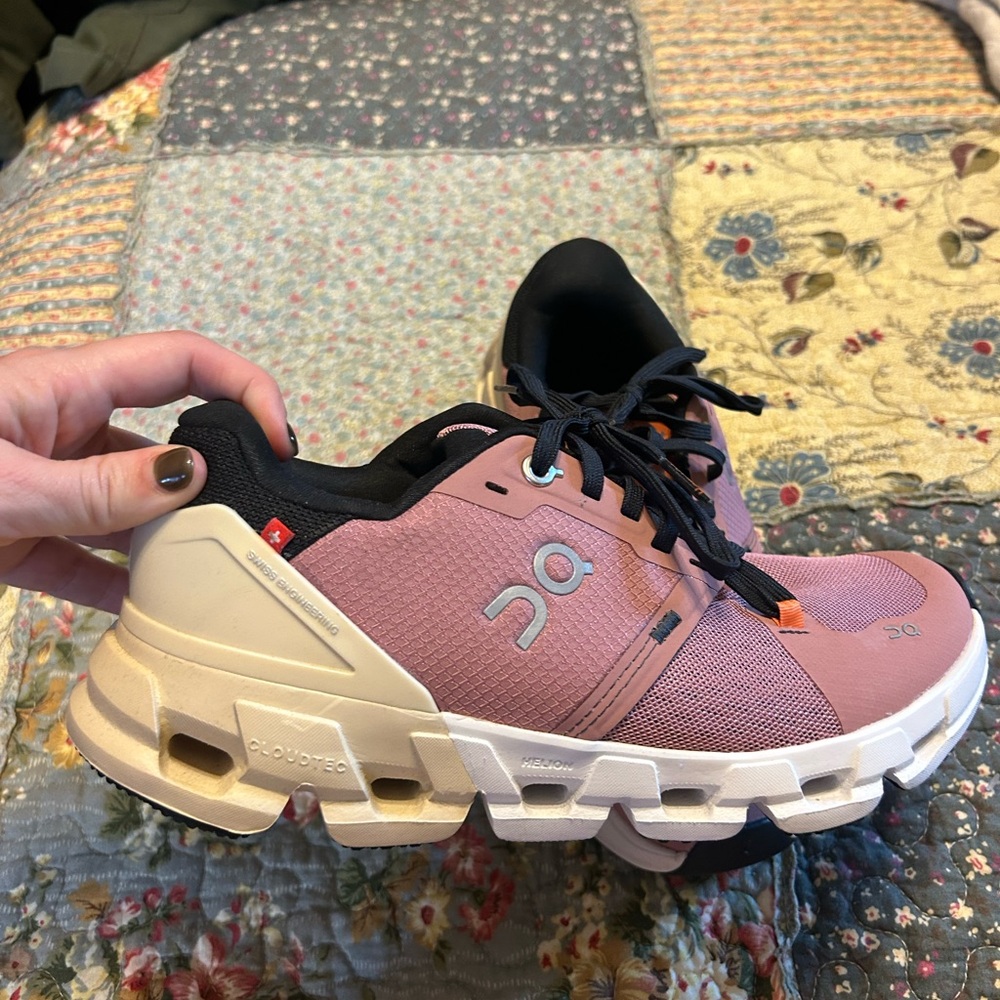 On Cloudflyer Pink & Cream Women's Sneaker SIZE 6
